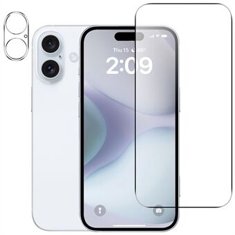 Voor iPhone 16 Gehard Glas Schermbeschermer + Volledige Dekking Camera Lensbeschermer