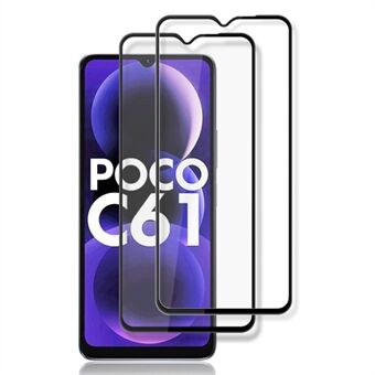 AMORUS 2 stuks voor Xiaomi Poco C61 4G / Redmi A3 4G schermbeschermer gehard glas zwarte rand folie - Zwart