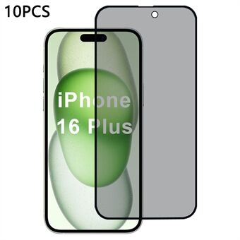 10 stuks / pak voor iPhone 16 Plus screenprotector zijdezachte bedrukking 28-graden anti-spion 2.5D schermfolie