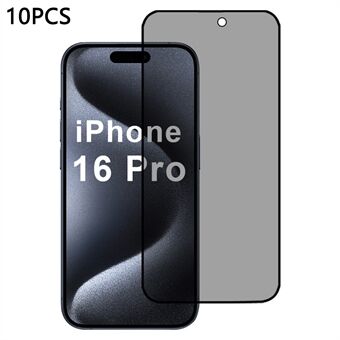 10 stuks / verpakking voor iPhone 16 Pro Anti-spionageschermbeschermer 2.5D Silk Printing Hoog Aluminiumsilicaatglas Film