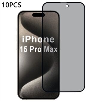 10 stuks / pak voor iPhone 15 Pro Max screenprotector 2.5D 28-graden anti-spionage zijde drukfilm