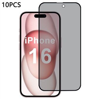 10 stuks / verpakking voor iPhone 16 screen protector 2.5D zijdezachte print 28-graden anti-spion hoge aluminium-silicium glazen film