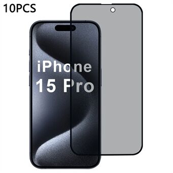 10 stuks / pak voor iPhone 15 Pro Anti-spionage Screenprotector 2.5D Full Glue Silk Printing Film