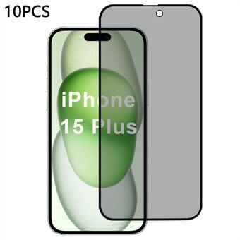 10 stuks / verpakking voor iPhone 15 Plus schermbeschermer 28-graden anti-spion 2.5D zijde-afdrukfilm