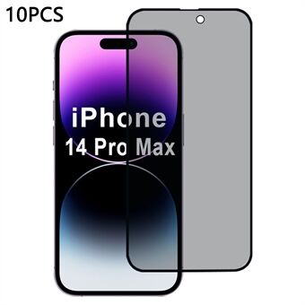 10 stuks / pak voor iPhone 14 Pro Max screenprotector 28 graden anti-spionage 2.5D zijdezachte printfilm