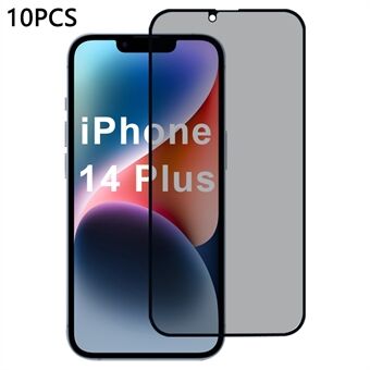 10 Stuks / Pakket Voor iPhone 14 Plus Screenprotector 28-Graden Anti-Spion 2.5D Zijdeprint Folie