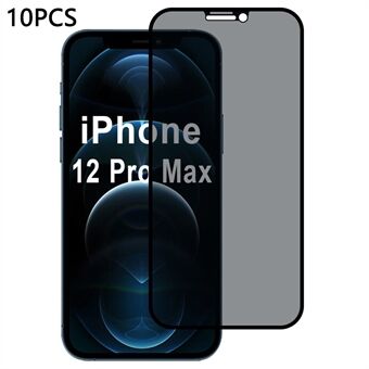 10 stuks / verpakking voor iPhone 12 Pro Max schermbeschermer 28-graden anti-spion 2.5D zijden printfilm