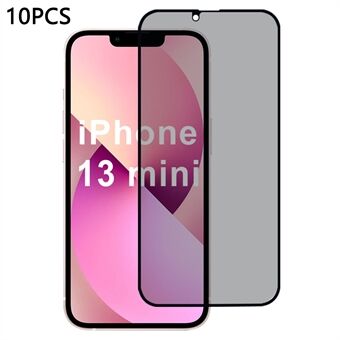 10 stuks / pakket voor iPhone 13 mini screenprotector met 28 graden anti-spionage 2.5D zijdeprintfilm