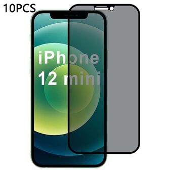 10 stuks / verpakking voor iPhone 12 mini schermbeschermer 28-graden anti-spion 2.5D zijdeprintfilm