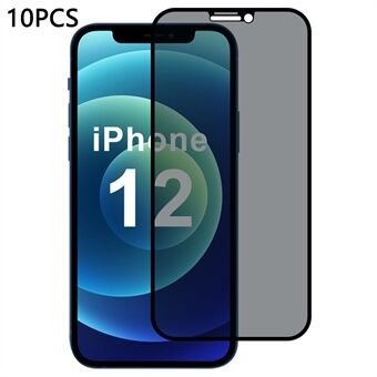 10 stuks / pak voor iPhone 12 schermbeschermer 28-graden Anti-Spieken 2.5D Zijde Printfolie