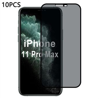 10 stuks / verpakking voor iPhone 11 Pro Max screenprotector 28-graden anti-spion 2.5D zijdeprintfilm