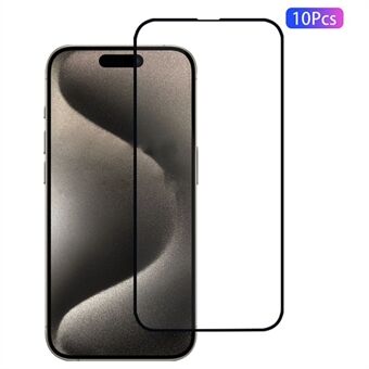 10 stuks voor iPhone 15 Pro Max Schermbeschermer Volledige Dekking Volledige Lijm Zijdeprint Rand