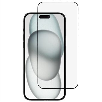 Voor iPhone 15 Pro Max Schermbeschermer Ultraduidelijk Metalen Frame + Gehard Glas Film