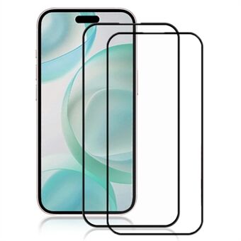 AMORUS 2 Stuks Voor iPhone 16 Pro Max Schermbeschermer Zijdeprint Gehard Glas Film Hoge Transparantie - Zwart