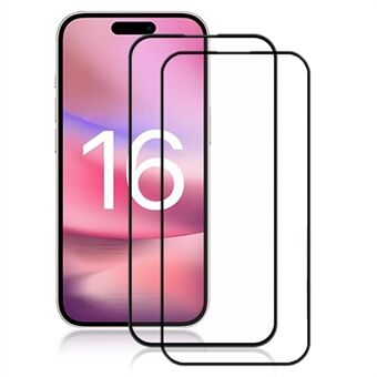 AMORUS 2 stuks voor iPhone 16 volledig schermprotector HD klare zijden afdruk gehard glas film - Zwart