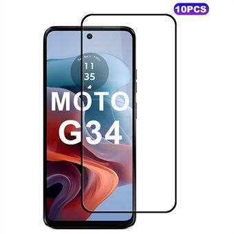 10 stuks voor Motorola Moto G34 5G volledige schermbeschermer zijdeprint rand HD helder