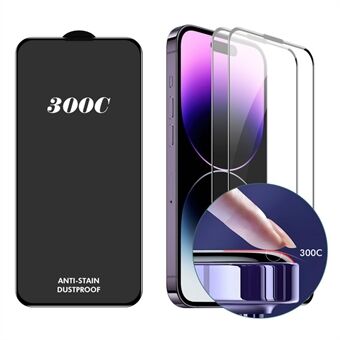 ENKAY HAT-PRINCE 2PCS Voor iPhone 14 Pro Screenprotector 300C Grote Boog Zijdeprint Hoog Aluminium-Siliconen Glasfilm