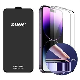 ENKAY HAT-PRINCE 2ST voor iPhone 14 Pro Max Screenprotector 300C Grote Boog Zijdeprint Hoog Aluminium-Silicon Glasfolie