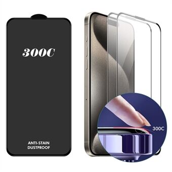 ENKAY HAT-PRINCE 2ST Voor iPhone 15 Pro Max Screenprotector 300C Grote Boog Zijde Print Hoog Aluminium-Siliconen Glasfolie