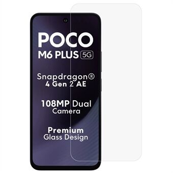 AMORUS Voor Xiaomi Poco M6 Plus 5G Screenprotector 2.5D Arc Rand 9H Hoog Aluminium-Siliconen Glas Film