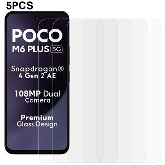 5 stuks voor Xiaomi Poco M6 Plus 5G Screen Protector 0.3 mm 2.5D Gehard Glas Helder Film