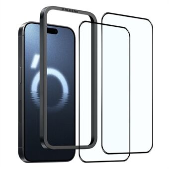 NORTHJO 2 Stuks A+ Voor iPhone 16 Pro Max Schermbeschermer 0.3mm Hoog Aluminium-Siliconen Glasfilm met Uitlijningsframe, Zwart