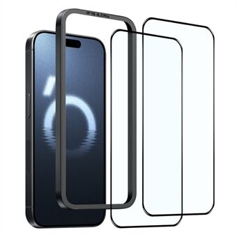 NORTHJO 2 stuks A+ voor iPhone 16 Pro Screen Protector 0.3mm Hoog Aluminium-Siliconen Glasfolie met Uitlijnframe, Zwart