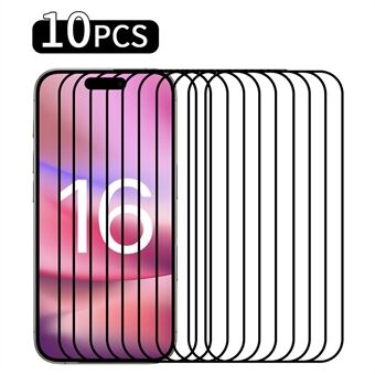 RURIHAI 10st Voor iPhone 16 Plus Hoog Aluminium-Siliconen Glasfilm 0.26mm 2.5D Secundaire Verharding Screenprotector