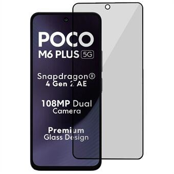 Voor Xiaomi Poco M6 Plus 5G Anti-Gluur Screen Protector Volledige Lijm Zijdeprint Gehard Glas Film