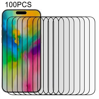 100 Stuks Voor iPhone 16 Pro Gehard Glas Film Zijde Print Vol Lijm Schermprotector