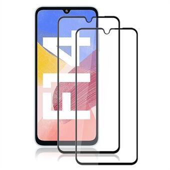 AMORUS 2 stuks Schermbeschermer voor Samsung Galaxy F14 4G Onbreekbaar Zijde Print Gehard Glas Film - Zwart