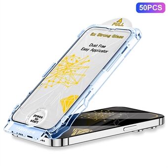 MOCOLO 50 Stuks Voor iPhone 16 Screen Protector Zijdeprint Gehard Glas Film met Eenvoudig Installatie Gereedschap - Zwart