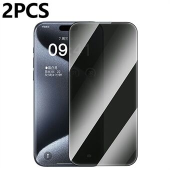 BASEUS 2 stuks voor iPhone 15 Pro Anti-Spy Volledige Schermbeschermer Breukbestendig Gehard Glas Film