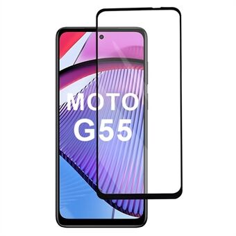 Voor Motorola Moto G55 5G Hoog Aluminium-Siliconen Glazen Screenprotector 2.5D Zijdeprint