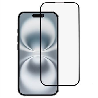 Voor iPhone 16 Screenprotector Grote Boogrand Zijdeprinten Gehard Glas Film Ingebouwd Stofbestendig Gaas