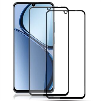 AMORUS 2 stuks voor Realme C61 4G / C63 4G Screenprotector Schokbestendig Zijdeprint Gehard Glas Film - Zwart