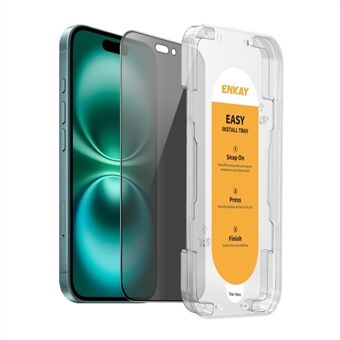 Voor iPhone 16 ENKAY HAT PRINCE Screen Protector Zijdeprintfilm Makkelijk te Installeren Anti-Spy - Grijs