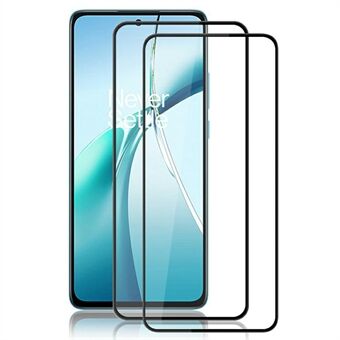 AMORUS 2 stuks Voor OnePlus Nord CE4 Lite 5G Screenprotector Breukbestendig Zijde Print Gehard Glas Folie - Zwart