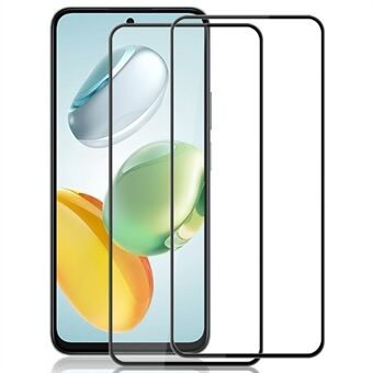 AMORUS 2 Stuks Voor Honor X7c 4G / 200 Smart 5G Screenprotector Breukbestendig Zijde Print Gehard Glas Film - Zwart