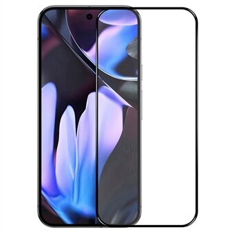 NORTHJO A++ Voor Google Pixel 9 Pro XL Schermbeschermer Ondersteunt Vingerafdrukontgrendeling Zijdeprint Hoog Aluminium-Siliconen Glasfilm, Zwart