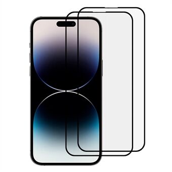 2 stks/set voor iPhone 14 Pro Max Anti- Scratch HD Clear Screen Protector Film 2.5D Arc Edge Silk Printing Volledige dekking Volledige lijm Gehard glas Film