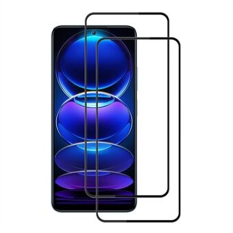 AMORUS 2 stks / set voor Xiaomi Redmi Note 12 Pro + 5G Zijdedruk Gehard glas Ultraheldere volledige lijm Secundaire verharding Scratch Volledige schermbeschermer - zwart