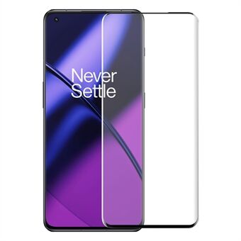 NORTHJO A+ voor OnePlus 11 5G 3D gebogen gehard glasfilm zijlijm HD helder anti-vingerafdruk volledige schermbeschermer - zwart