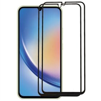 2 stks/pak Screen Protector voor Samsung Galaxy A34 5G, Zijdedruk Gehard Glas Zwarte Edge Guard Film