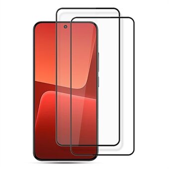 AMORUS 2 stuks voor Xiaomi 13 5G zijdedruk gehard glas volledige schermbeschermer Scratch volledige lijmfilm - zwart