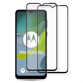 AMORUS 2 stuks voor Motorola Moto E13 4G zijdedruk gehard glas volledige schermbeschermer Scratch volledige lijmfilm - zwart