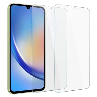 NORTHJO 2 stuks A+ doorzichtige schermbeschermer voor Samsung Galaxy A34 5G, onbreekbaar 0,3 mm 2.5D gehard glasfilm - transparant