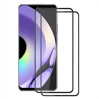 AMORUS 2-delige volledige lijmfilm voor Realme 10 Pro 5G gehard glas zijdedruk volledige schermbeschermer - zwart