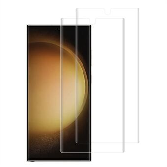 RURIHAI 2 stks/set Gehard Glas Film voor Samsung Galaxy S23 Ultra, 0.3mm 3D Gebogen UV Screen Protector (Ultrasonic Fingerprint Unlock)