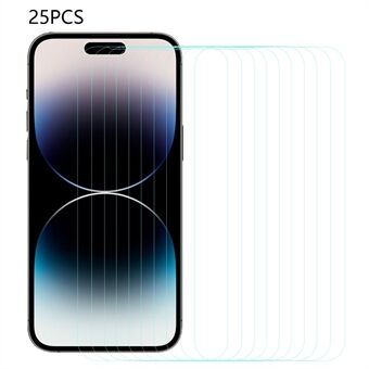 25 stuks voor iPhone 14 Pro Max HD Clear Arc Edge gehard glas schermbeschermer telefoonschermfilm